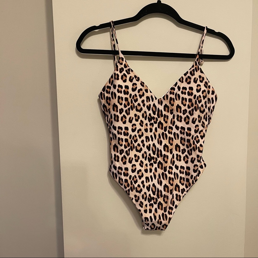 VIX PAULA HERMANNY SWIMWEAR Open-Back Leopard-Print Swimsuit Size Small